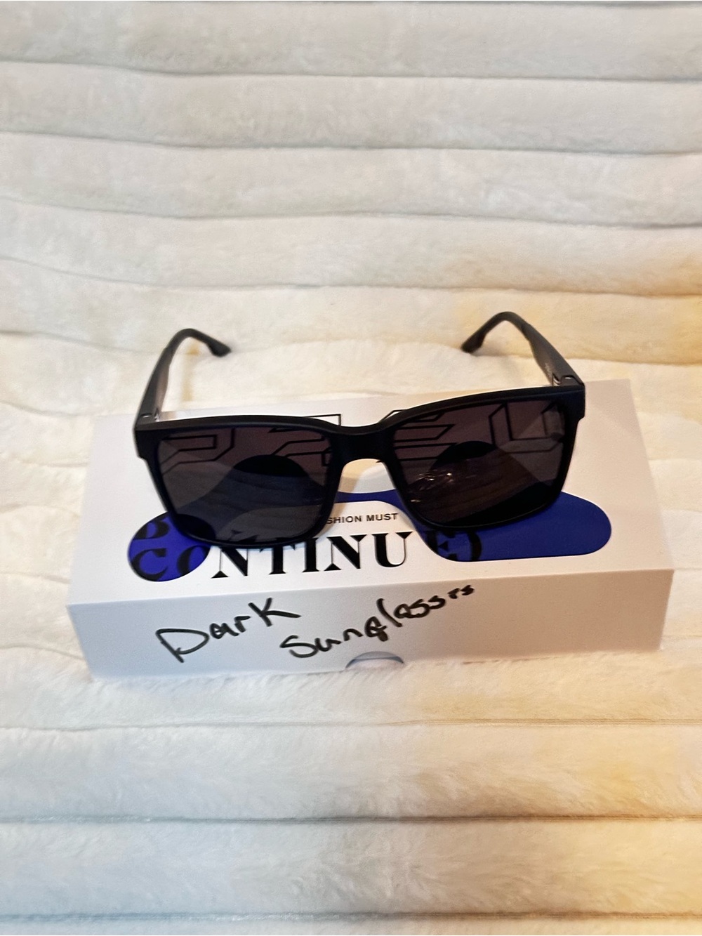 Black Square Frame Sunglasses - Dark Lenses